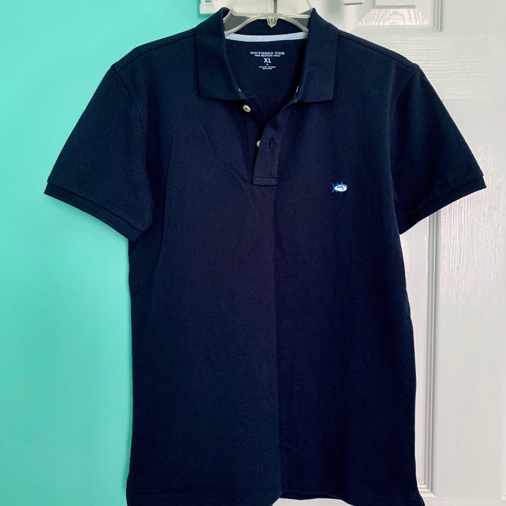 New Southern Tide Boys Navy Polo